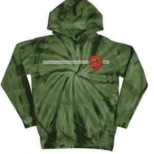 Santa Cruz Classic Dot Pullover Hooded Youth Sweatshirt - Tie Dye GREEN